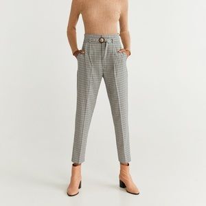 Plaid Belted Trousers